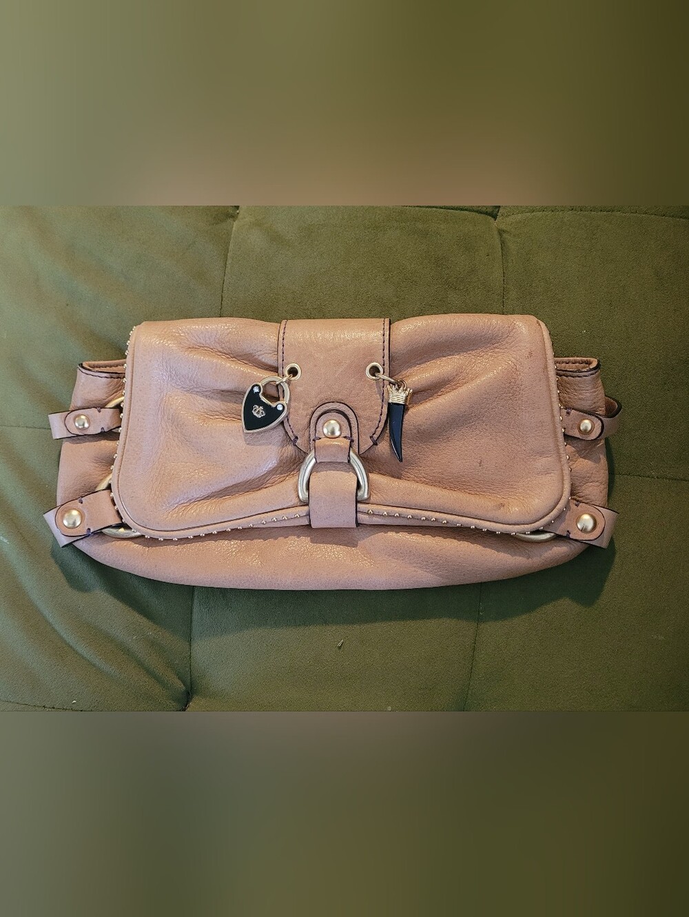 Vintage Juicy Couture Leather Clutch with Silver Hardware